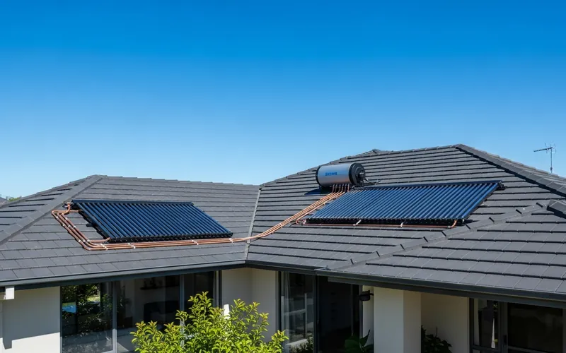 Solar hot water panels on a roof